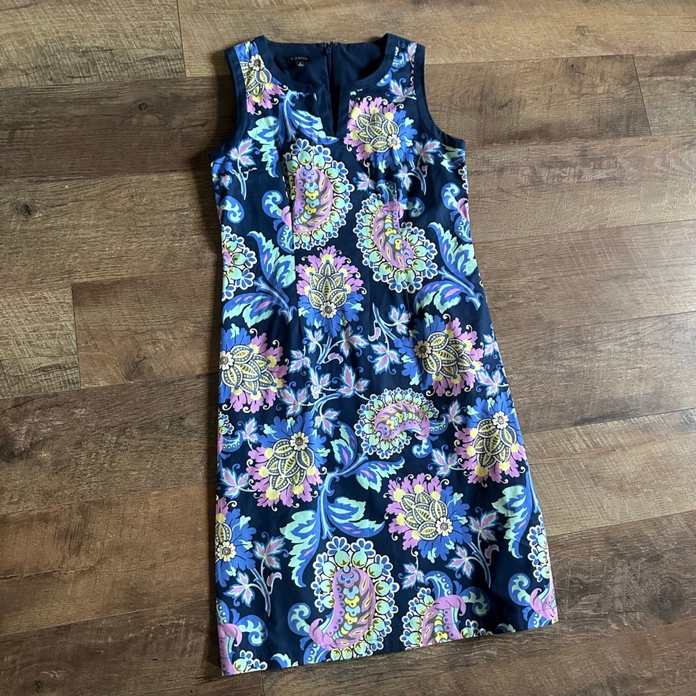 Women's Talbots Navy Multicolor Floral Sleeveless Dress Size 2